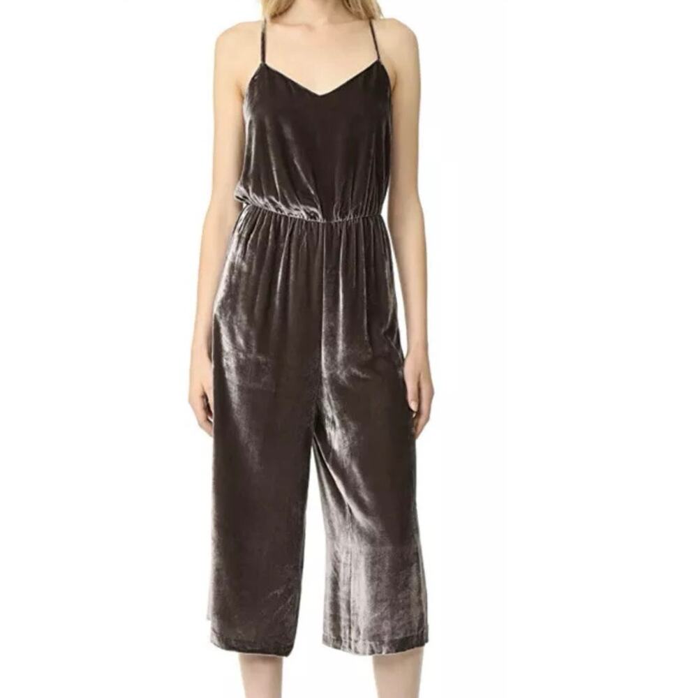 Madewell velvet romper wide leg jumpsuit with pockets size 6